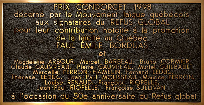Plaque du Prix Condorcet 1998